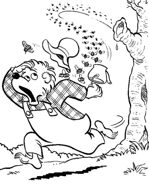 Print on regular copy paper for a quick and easy coloring page. Honey Bear Try to Escape from Mad Bees Coloring Pages ...