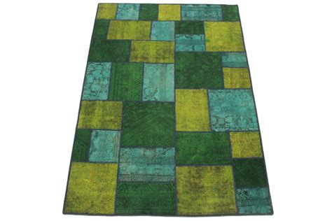 Kostenlose lieferung für viele artikel! Patchwork Teppich Grün Türkis Gelb in 240x160 (1001-167122 ...