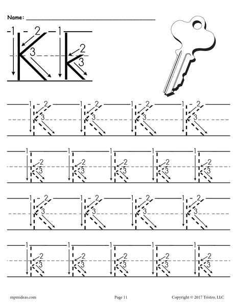 The value of k is. Printable Letter K Tracing Worksheet With Number and Arrow Guides ...