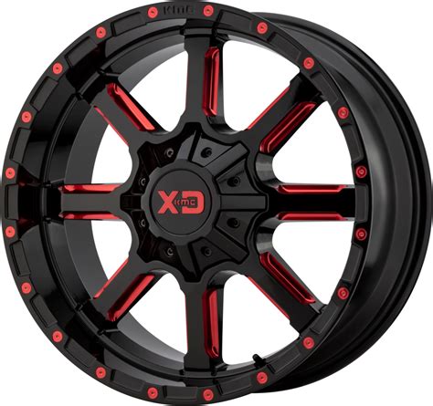 Mammoth 20x9 Gloss Black Milled With Red Tint Clear Coat 8x1651 8x65