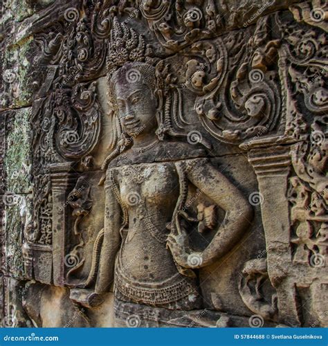 Detail Of Stone Carvings In Angkor Watcambodia Stock Photo Image Of