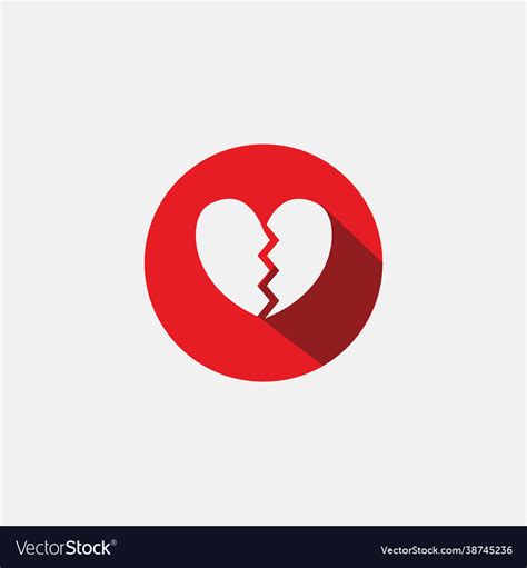 Broken Heart Icon In Red Circle Sign Logo Concept Vector Image