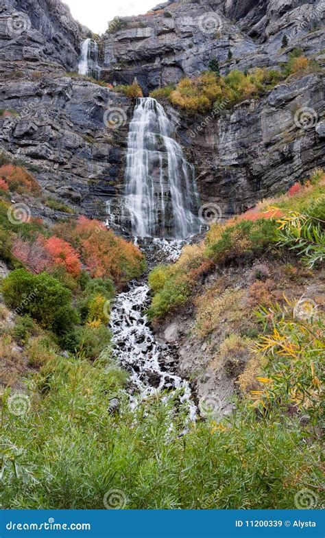 Bridal Veil Falls Utah In Autumn Colors Stock Image Image Of Majestic