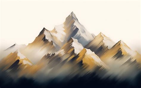 Premium Photo Modern Minimalist Abstract Golden Watercolor Mountain Art