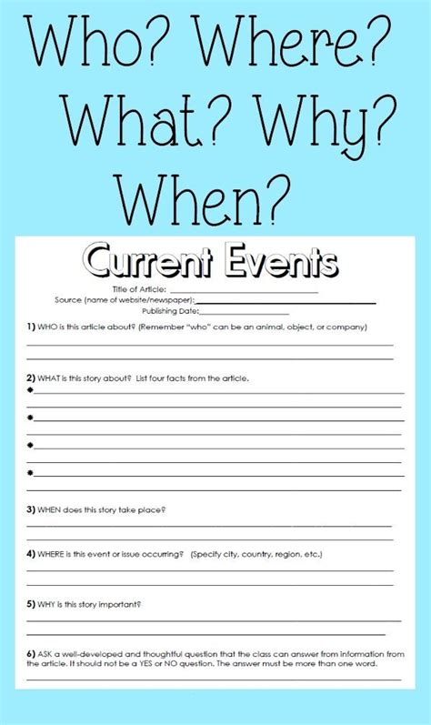Printable Current Events Worksheets