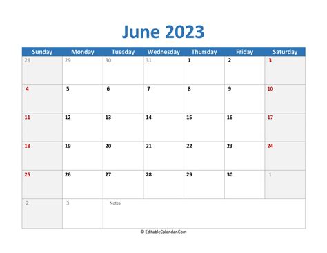June 2023 Printable Calendar With Holidays