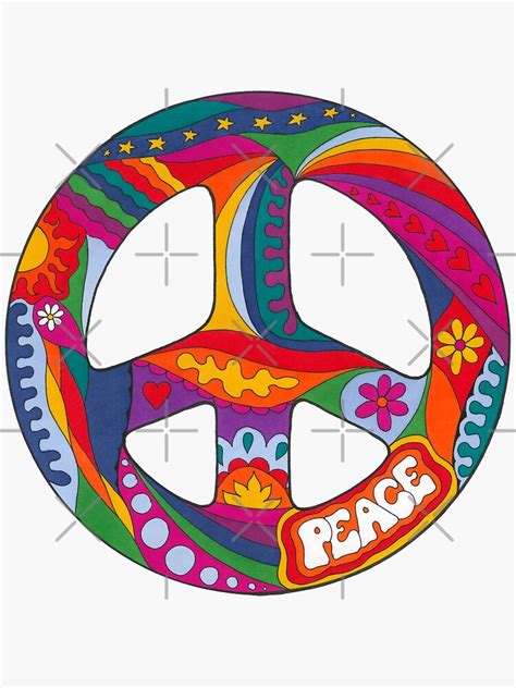 Psychedelic Peace Symbol Sticker By Kelkel66 Redbubble