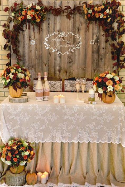 Rustic Fall Burgundy Greenery Sweetheart Table Reception Ideas Roses