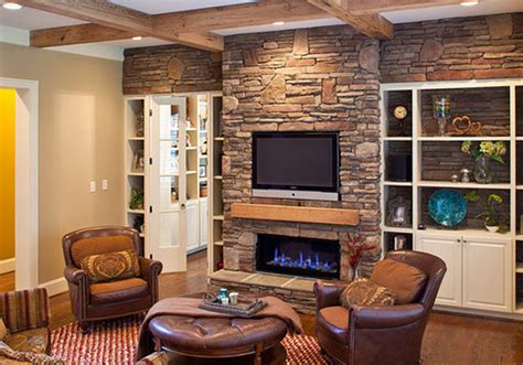 Family Living Room Stone Fireplace Ideas | HomesFeed