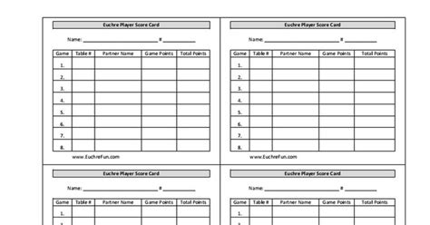 The basic play is similar to whist, i.e. Euchre Player Score Card-8 games.pdf | Euchre, Cards, Card ...