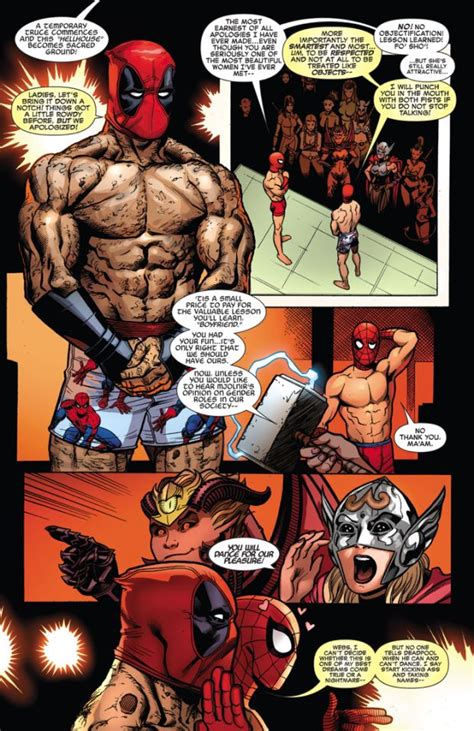 deadpool and spider man dancing on stage deadpool comic deadpool marvel spiderman