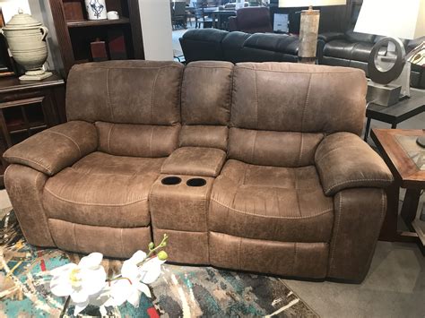 Loveseat With Console And Rocking Recliners Leather Reclining Sofa