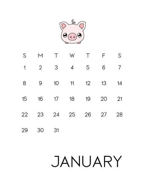 Simply Love Printables January 2023 Calendar Pink Pig Busy Mommy Mommy
