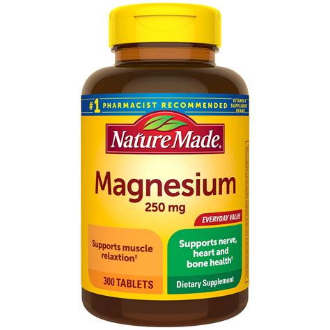 Nature Made Magnesium Oxide 250 Mg Tablets 300 Count Everyday Value For Nutrition Support