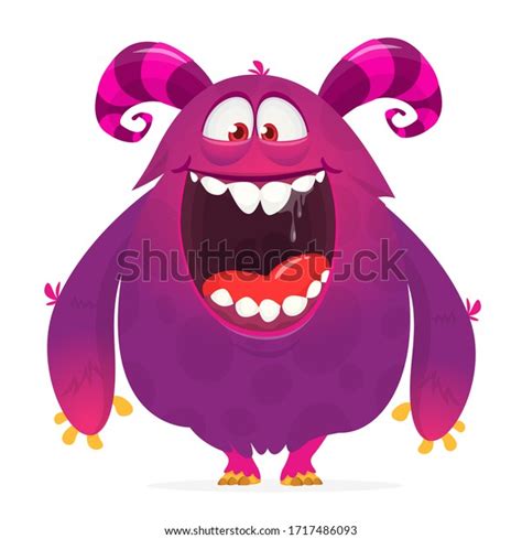 Happy Cartoon Monster Laughing Monster Face Stock Vector Royalty Free