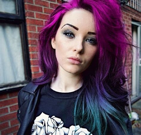 Purple teal turquoise ombre | Punk hair, Long hair styles
