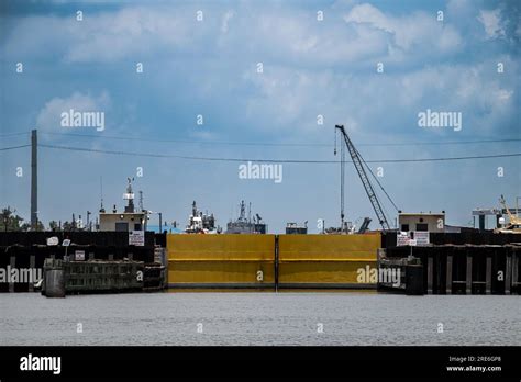 Locks on Bayou Lafourche between Golden Meadow and Leeville Stock Photo