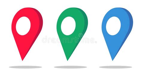 Icon Set Of Map Pins With Shadows Stock Vector Illustration Of