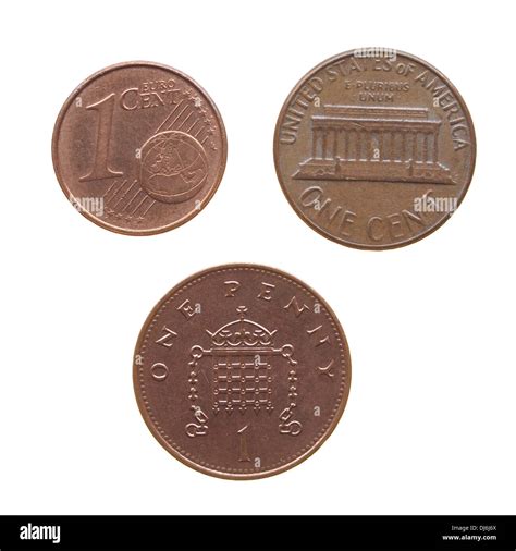 One Euro Cent One Dollar Cent One Penny Coins Stock Photo Alamy
