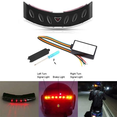 Tebru 12V Wireless LED Motor Motorcycle Helmet Turn Signal Stop Brake