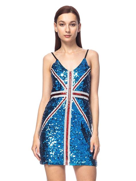 Anna Kaci British Power Sequin Uk Dress In Blue Lyst