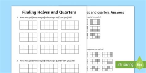 Finding Halves And Quarters Worksheet Worksheet Worksheet