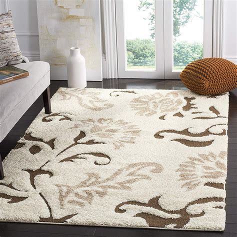 Safavieh Florida Shag Collection Sg463 1128 Cream And Dark Brown Area