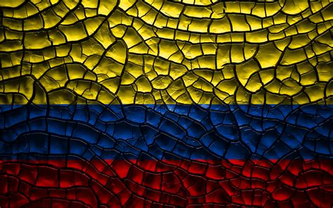 Download Wallpapers Flag Of Colombia 4k Cracked Soil South America