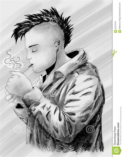 Smoking Punk Sketch Stock Illustration Image Of Stroke 28772413