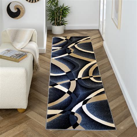 Luxe Weavers Navy Modern Abstract Area Rug 2x8 Geometric Hallway Runner