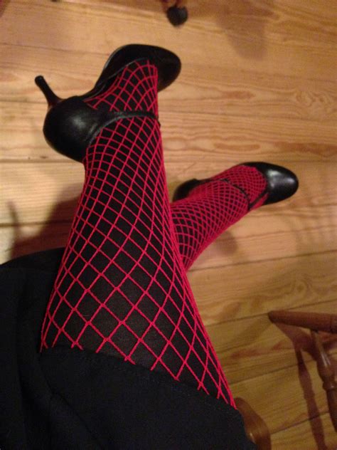 Red Fishnets Over Black Tights Red Fishnets Red Fishnet Tights Red Tights
