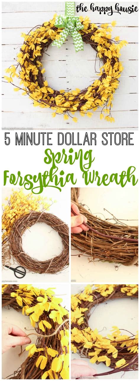 Five Minute Dollar Store Diy Spring Forsythia Wreath At The Happy
