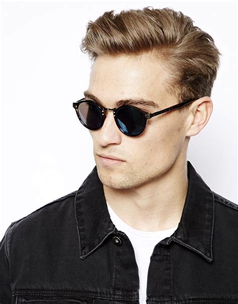 Asos Vintage Look Round Sunglasses With Colour Mirror Lens In Brown For Men Lyst