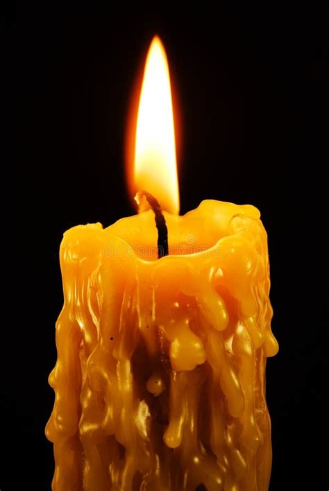 Lit Candle On Black Stock Image Image Of Yellow Background 5667163