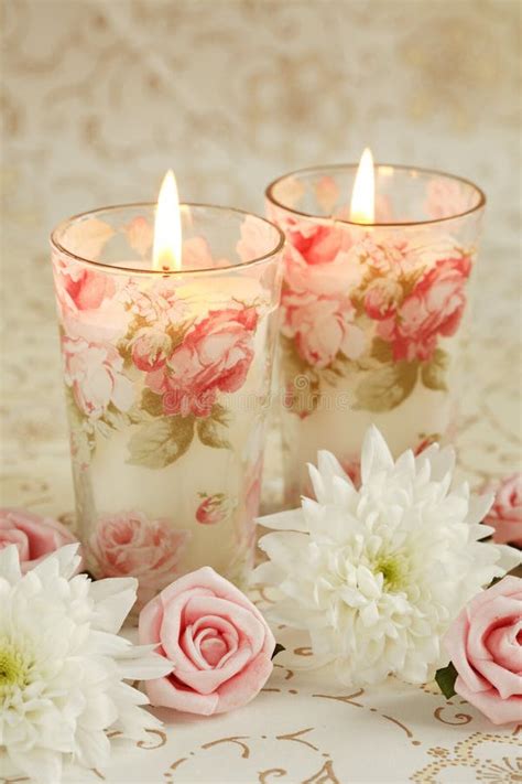 Romantische Kerzen Stockbild Bild Von Rosen Pflanzen 3528217
