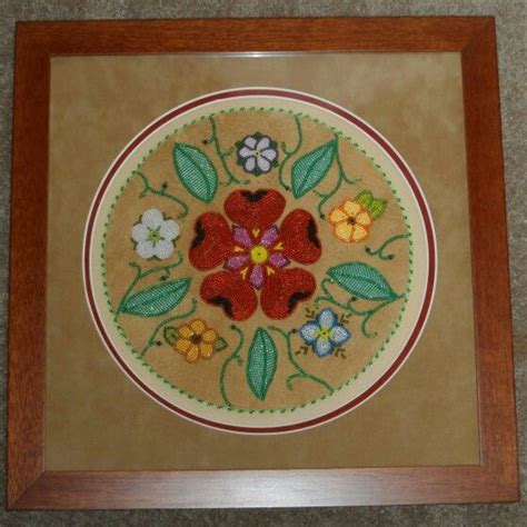 Final Product Framed Floral Athabascan Beadwork By Brenda Mahan