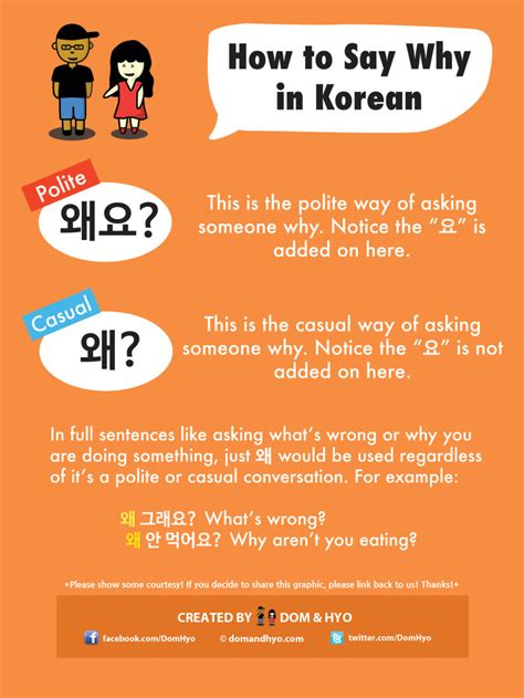 How To Say Why In Korean Learn Korean With Fun And Colorful Infographics Dom And Hyo