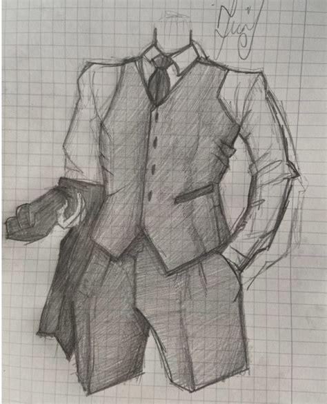 A Drawing Of A Man In A Suit And Tie With His Hand On His Hip
