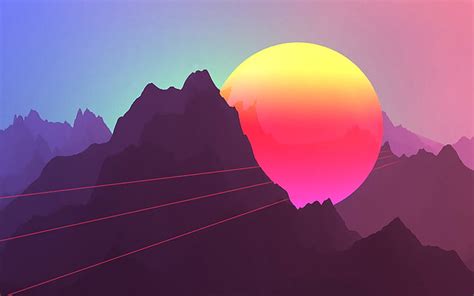 1366x768px Free Download Hd Wallpaper Neon Landscape Sunset