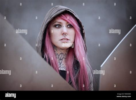 Tattooed And Pierced Woman Hi Res Stock Photography And Images Alamy