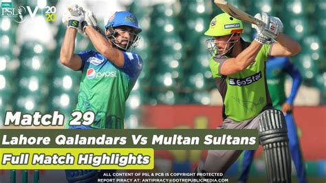 Lahore Qalandars Vs Multan Sultans Full Match Highlights Match 29