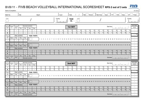 Fivb Beach Volleyball International Scoresheet Federation