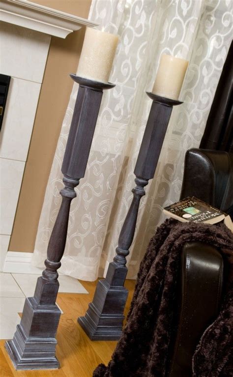 Diy Standing Candle Pillars Using Staircase Spindles Baseboard Trim