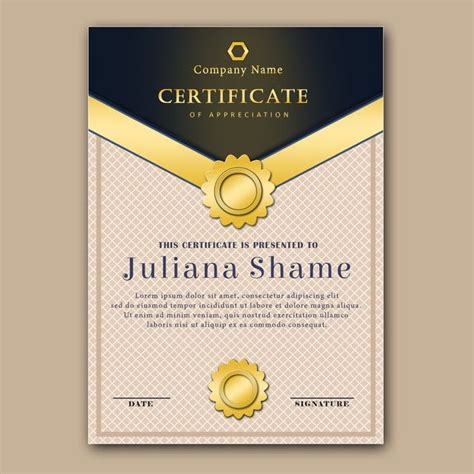 Elegant Certificate With Blue Gold Combination Certificate Design