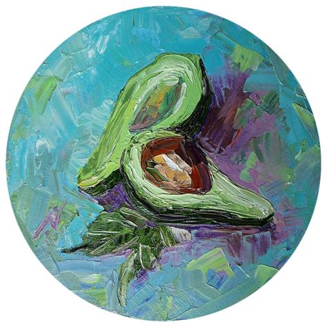 Avocado Painting Original Art Oil On Canvas Artwork Impasto Etsy