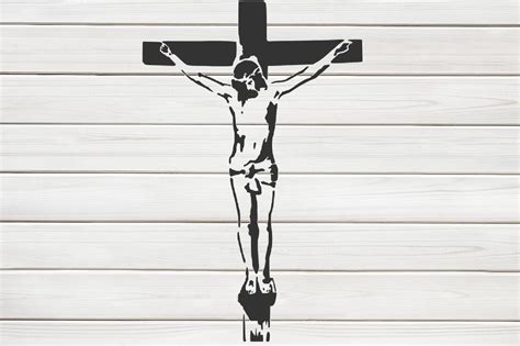 Crucifix Jesus On Cross Stencil Model Design Print Digital Etsy