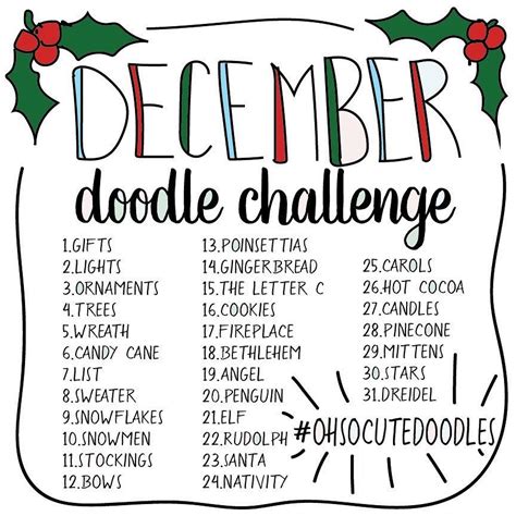 Ohsocutedoodles Dec16 Drawing Challenge 30 Day Drawing Challenge
