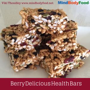 High in nutrients and low in calories, berries are more than just pretty colours. Berry Delicious Health Bars Recipe - Viki Thondley ...