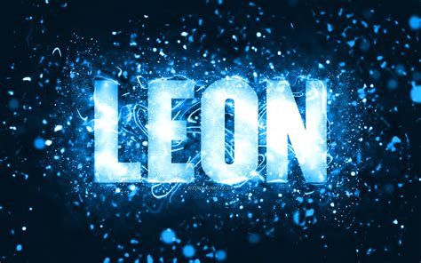 Download Wallpapers Happy Birthday Leon 4k Blue Neon Lights Leon