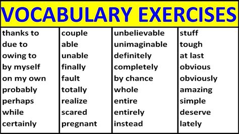 English Vocabulary Exercises Vocabulary Words English Learn With